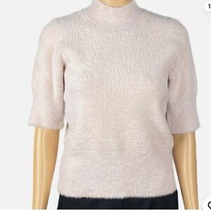 Revolve Bailey 44 Eyelash Blush Pink  Fuzzy Mockneck Fairy Sweater, Large